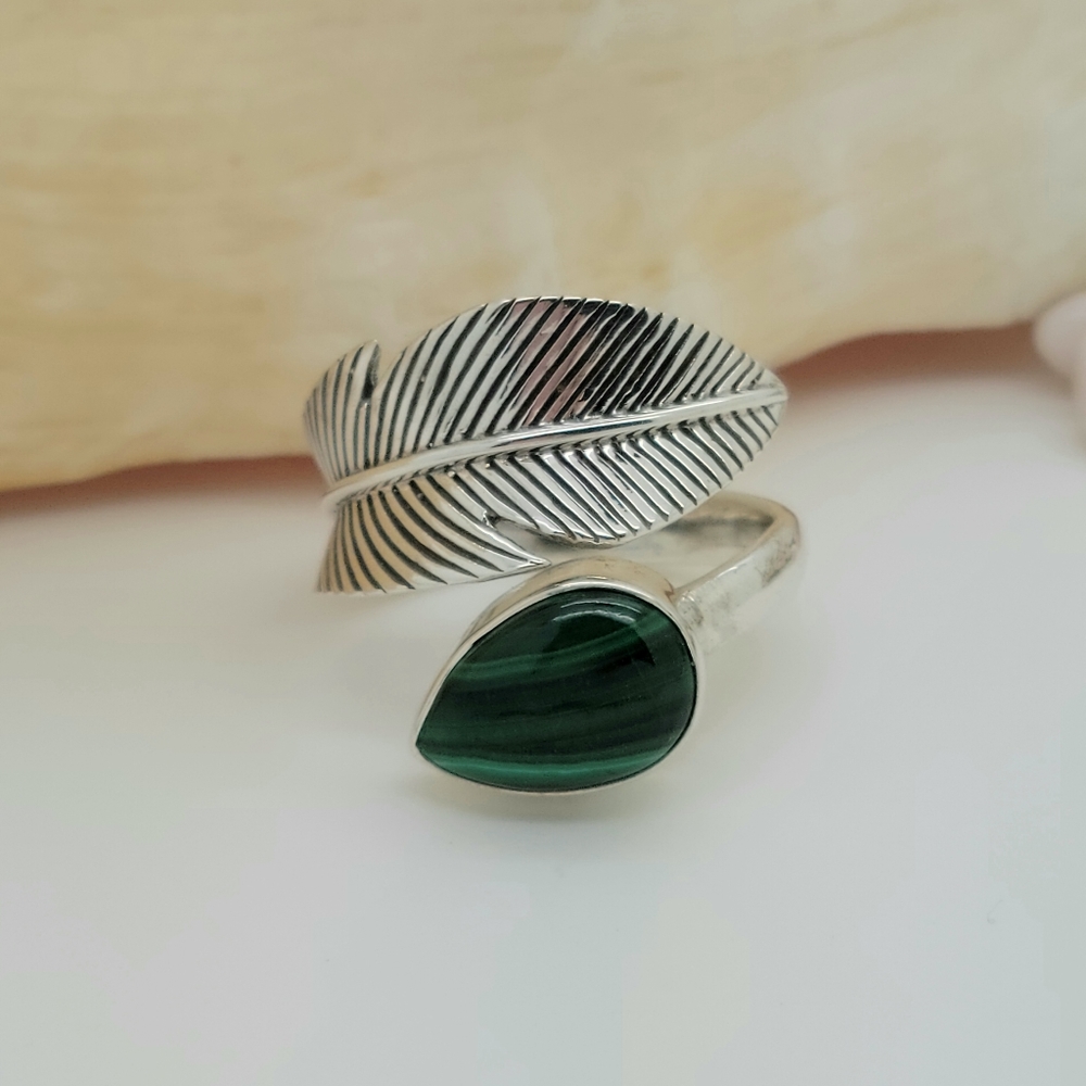 Malachite Feather Ring